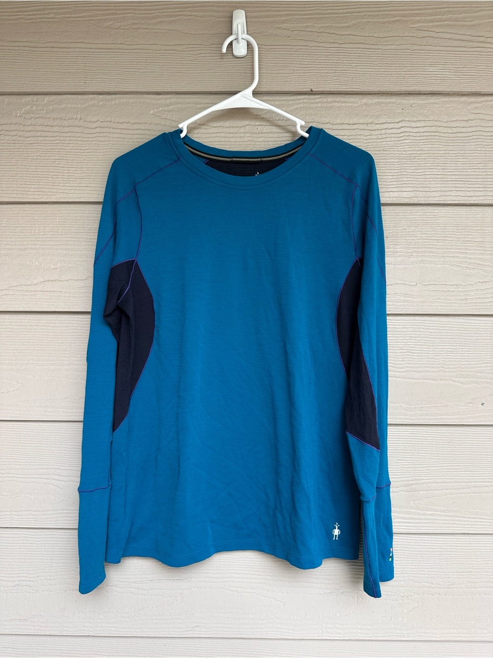 Smartwool Baselayer Top Shirt Merino Wool Blend Womens Long Sleeve Blue Sz L A32